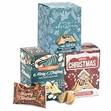 FOOD crew 36x Weihnachtsglückskekse - je 12 Stück mit Spekulatius, Lebkuchen & Zimt Geschmack - Weihnachts Glückskekse einzeln verpackt mit deutschen Sprüchen - Glückskekse Weihnachten Süßigkeiten