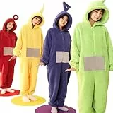 CXAFQ einteiliger Pyjama, Cartoon-Loungewear, Winter-Cartoon-Loungewear, Cartoon-Loungewear, weiches und kuschelig warmes Fleece, Geschenk für Erwachsene, Freizeit, Schlaf, Zuhause，169-173cm (rot)
