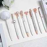 WEMATE 8-teiliges Kugelschreiber-Set, Kugelschreiber Bling für Frauen, Stifte für Mädchen, mit schwarzer und blauer Tinte (Weiß)