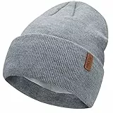 Damen Herren Winter Warm Beanie Mütze Strickmütze Slouchy Thermo Wintermütze Cuffed Skull Cap mit Fleece Gefütterte Frauen Geschenk, Dunkelgrau, Einheitsgröße
