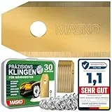 MASKO® Ersatzmesser Klingen für Mähroboter | Rasenmäher Messer universal inkl. innovativen Schrauben | Ersatzklingen Rasenroboter langlebig Titan-Beschichtung Kompatibel mit Gardena/Husqvarna 30 Stück