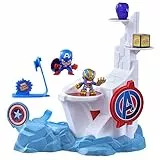 Marvel Stunt Squad Schmetter-Turm Spielset mit Captain America und Thanos, 3,5 cm große Action-Figuren