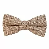 DonDon Herren Fliege 12 x 6 cm Baumwolle gebunden und längenverstellbar hellbraun weiß