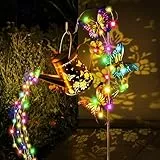 IEEILULU Solar Gießkanne Lampe, Solarlampen mit Lichterkette Gießkanne, Wasserdicht solar giesskanne für außen mit Ständer, LED Solarbetriebene für Außen Licht für Weg, Gehweg, Garten, Terrasse (Warm)