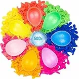 Belmalia 500 Wasser-Bomben Mega-Pack | Bunte Wasserballons mit Auffüllhilfe in Rot Gelb Lila Blau Orange Pink Grün