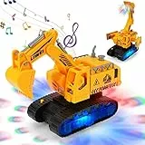 Kizeefun® Bagger Spielzeug, Ferngesteuerter Fahrend 2-in-1, Elektrischer Baggerroboter mit Musik und Licht, Automatisches Deformationstechnikfahrzeug für Jungen und Mädchen