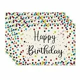 Artoid Mode Punkte Happy Birthday Geburtstag Platzsets 4er Set, 30x45cm Couchtisch Urlaub Tischsets Platzdeckchen Küche Party Deko