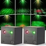 Propulsion Life 2PCS Mini Discolicht Partylicht Akku, R/G 600mAh Wiederaufladbar DJ Projektor Musikgesteuert mit 64 Dynamischen Bühnenlicht Effekten, USB Party Lichter für Geburtstage Feste Bar