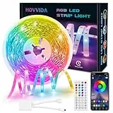 HOVVIDA LED Strip 10m, 1x10m, 30 LEDs/Meter, RGB LED Streifen, 300 LED, APP und Fernbedienung, Musikmodus, LED für Zimmer, Wohnzimmer, Küche, Schlafzimmer, Bar, Party
