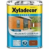Xyladecor Holzschutz-Lasur Plus, Maximaler Wetterschutz und einfachste Anwendung, Teak, 4 l