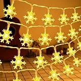 BOLWEO LED Schneeflocke Lichterketten, 3M 20Led Batteriebetriebene Lichterkette IP65 Wasserdicht Lichterketten mit Timer für Außen Innen Weihnachten Lichterketten für Zimmer Party Garten DIY Deko