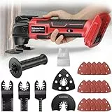 Nananuu Akku Multifunktionswerkzeug kompatibel mit Milwaukee 18V Akkus, Multitool Lektrisch 23 Zubehörteile und 6 Geschwindigkeitsstufen für Schneiden, Demontieren, Schleifen uvm(ohne Akku)