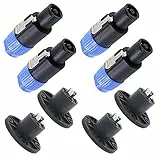 Swpeet Audio-Lautsprecherstecker-Set, 4-poliger Lautsprecherstecker, Twist-Lock, kompatibel mit Klinkenstecker, 4-polig, rund, perfekt für Neutrik Speakon NL4FC, NL4FX, NLT4X, NL2FC, NL4MP, NL4MPR