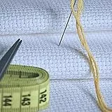 Aida-stoff Virginia Tex Kreuzstich Stickerei COUNT 14, Aida Stoff 100 cm x 150 cm Weiß 100% Baumwolle, hochwertiger Stoff zum Sticken und kreativen Handarbeiten (Weiß)