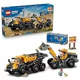 LEGO City Kipplaster und Schaufellader Spielzeuge - Baustellenfahrzeuge mit funktionierenden Funktionen und 3 Minifiguren - STEM Geburtstagsgeschenk für Jungen ab 8 Jahren - 60494