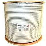 Premium X PROFI 500 m Koaxial Kabel 135 dB 4-Fach geschirmt CU REINES KUPFER SAT Antennenkabel 500m 130 120 110 Koaxkabel RG-6 Class A