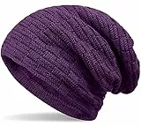 Hatstar Warme gefütterte Feinstrick Damen Beanie Herren Mütze | mit Flecht Muster und sehr weichem Fleece Innenfutter | Unisex Wintermütze weich & warm(12 | Lila)