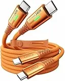 INIU 240W USB C Kabel, [2Pack, Orange, 2m] PD Schnellladekabel USB C auf USB C, Nylon Geflochten Ladekabel USBC Ladegerät für 17 16 Pro Max Samsung Galaxy S25 S24 Pixel 10 iPad MacBook Air etc.