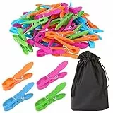 Wäscheklammern, 60 Stück Kunststoff Langlebige Federn Wäscheklammer Extra Stark, Winddicht Wäscheklammern Soft Clothes Pegs für Clip Kleidung, Papier, Socken
