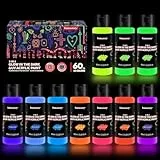 Fantastory Oster Leuchtfarben Nachtleuchtend Farbe 10x60ml, Wasserfest Acrylfarbe Glow in the Dark Farbe, Schwarzlicht Farbe; für Halloween Steine, Leinwände (Fluoreszierende Serie)