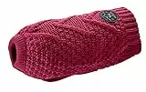 HUNTER Hundepullover MALMÖ, Farbe: bordeaux, klassisches Zopfstrick-Muster, wärmend & bequem, elastisch für optimalen Sitz, reflektierend für mehr Sichtbarkeit, waschbar bei 30°C, Größe: 40