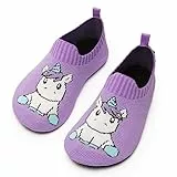 Torotto Hausschuhe Kinder Mädchen Junge Pantoffeln Atmungsaktive Rutschfest Weich Turnschläppchen Barfussschuhe für Lauflernschuhe Kleinkinder Schuhe Kindergarten Unisex(31-Lila 30/31 EU)