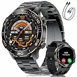 DREMAC Smartwatch Herren Luxus 40mm,Robustes Aluminium,AMOLED-Display,800mAh Akku Sportuhr,IP68 Wasserdicht Fitnessuhr mit Herzfrequenz/SpO2/Schlafmonitor,Schrittzähler,für Android iOS,Schwarz