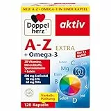 Doppelherz A-Z + Omega-3 Extra - 20 Vitamine, Mineralstoffe & Spurenelemente + Omega-3 + Lutein - Nur 1 Kapsel täglich - 120 Kapseln