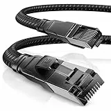 CSL 1m CAT8.1 Netzwerkkabel Flach 40 Gbits - Baumwollmantel - LAN Kabel Patchkabel - CAT8 Gigabit RJ45 Ethernet Cable - 40000 Mbits Geschwindigkeit - Flachbandkabel - Verlegekabel - CAT6 CAT7
