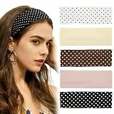 Ceriselle Haarbänder Frauen, 5 Stück Weiche Stirnbänder & Elastische Headbands für Damen, Sport und Alltag, Polka Dot Design, Geschenkideen für Frauen