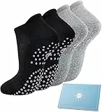 Toes Home 4 Paar Sneaker Yoga Socken Damen Stoppersocken, Pilates Rutschfeste Socken Antirutschsocken Mädchen für Trampolin Zuhause Fitness Krankenhaus Schwarz Grau