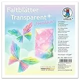 Ursus 38065501 - Transparentpapier-Faltblätter Feenstaub, 50 Blatt, ca. 15 x 15 cm, 115 g/qm, einseitig Bedruckt, zum Falten von Fensterbildern, Sternen und Figuren, bunt