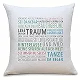 OWLBOOK® Lebe Deinen Traum | Geschenke zur Konfirmation Jugendweihe Kommunion Firmung 18. Geburtstag Einschulung Abitur Kinder | Kissenhülle Polster