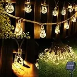Geemoo Solar Lichterkette Aussen Mit 16 Glühbirnen, 2 Stück 6.4M Solar Lichterkette Außen Wetterfest Warmweiß, Vintage Solarlichterketten mit Hanfseil Outdoor Deko für Garten, Party, Balkon, Hochzeit