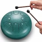 LEKATO Steel Tongue Drum, 6 Zoll 8 Tone Zungentrommel Schlagzeug, Steel Pan Töne Schlaginstrument Hand Pan Drum für Meditation Yoga Klangheilung, Grün