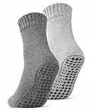 2 | 4 | 6 Paar ABS Socken Herren Damen Anti Rutsch Socken mit Wolle 21463 WP (Grau/Anthrazit 2 Paar 39-42)