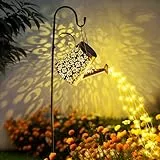 GIGALUMI Solarlampen für außen, Gartendeko für außen, Wasserdicht LED gießkanne,Solar Hängelaterne mit Halterung, für Garten, Rasen, Weg, Terrasse (kleine Blume)