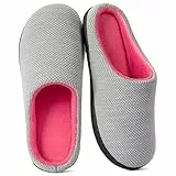RockDove Damen Hausschuh aus Memory-Schaum mit Vogelaugenstrick, 40/41 EU, Grau und Rosa