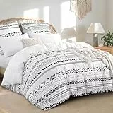 RUIKASI Bettwäsche 220x240 Baumwolle 3 teilig Grau - Baumwollbettwäsche 220 x 240 mit Boho Grau, Bettbezug Set 240x220 Cotton mit Reißverschluss