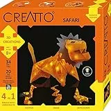 KOSMOS 3553 CREATTO Safari 3D-Leuchtfiguren entwerfen, 3D-Puzzle-Set für Löwe, Vogelstrauß, Schlange, Nashorn, kreative Zimmer-Deko, 34 Steckteile, 20-tlg LED-Lichterkette, Yellow