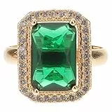 CALLARON Zirkon Halskette Zirkonia-Ringe goldene zierliche Halskette Statement-Ring Diamant-Ring für den jahrestag zur hochzeitstag Grün Ringe für Frauen Legierung