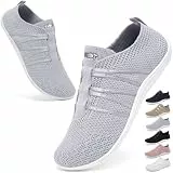 Wizshoe Barfuss Schuhe Damen Barfußschuhe Herren Fitnessschuhe Frauen Turnschuhe Laufschuhe Slip On Sneakers Hausschuhe Bequeme Sommerschuhe Straßenlaufschuhe Leicht Gymnastikschuhe Grau 39EU