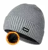 Wmcaps Winter Beanie Mütze, Wintermütze Herren mit Bündchen und Dickem Warmem Futter Wollmütze Strickmütze Bequeme Weiche Stulpenmütze Ideal für Outdoor Aktivitäten Geschenke für Männer Frauen, Grau
