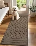 Biscpro Schmutzfangmatte Innen Lang 60x150cm,Waschbarer rutschfeste Fußmatte Wasserabsorbierenden Sauberlaufmatte Teppich Läufer Flur,Fussmatte für Hund,Eingang,Flur,Küchen-Latte
