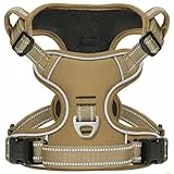 HEELE Hundegeschirr Mittelgroße Hunde mit Griff Reflektierend Hundegeschirr Gepolstert Brustgeschirr No Pull Geschirr Hund Verstellbares, Braun, M