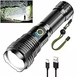 Glarylight Taschenlampe LED Aufladbar 1000000 Lumen, LED Taschenlampen Extrem Hell XHP70.2 Taschenlampen Akku USB, Starke Taschenlampe IPX7 Wasserdicht, Zoombar Flashlight für Outdoor NotfäLle