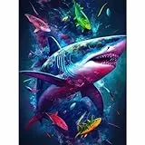 Huacan Diamond Painting Erwachsene Hai Diamant Paintings Bilder Voll Eckige Steine Diamante Malerei Stickerei für Home Wall Decor 30x40cm