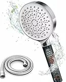 Newentor Duschkopf mit Schlauch und Filter – Duschkopf Regendusche – Lebenslanger Schlauch und Filterperlen – 99% Chlorentfernung, Hautschutz – für hartes Wasser (Schwarz)