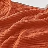 EMME Musselin Decke 150x200 cm – 4-Lagen Melange-Gewebe, Oeko-TEX 100, Weiche Tagesdecke & Kuscheldecke aus Baumwolle für Sofa und Bett,Melange Rostrot