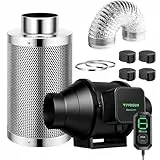 VIVOSUN AeroZesh S4 Luftfilterungs-Set, 10,2 cm, Inline-Kanal-Ventilator mit E12-Geschwindigkeitsregler, Kohlefilter und 2,4 m Luftführung, Kühl- und Belüftungssystem für Wachstumszelte,